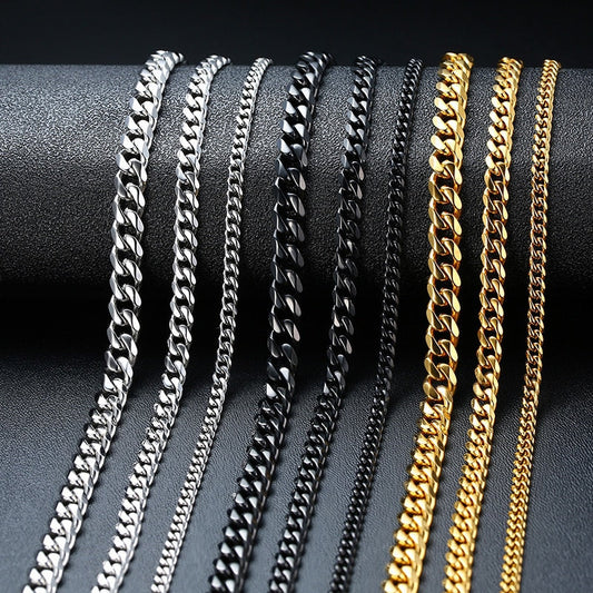 Cuban Chain Necklace Stainless Steel Curb Link Chain Chokers